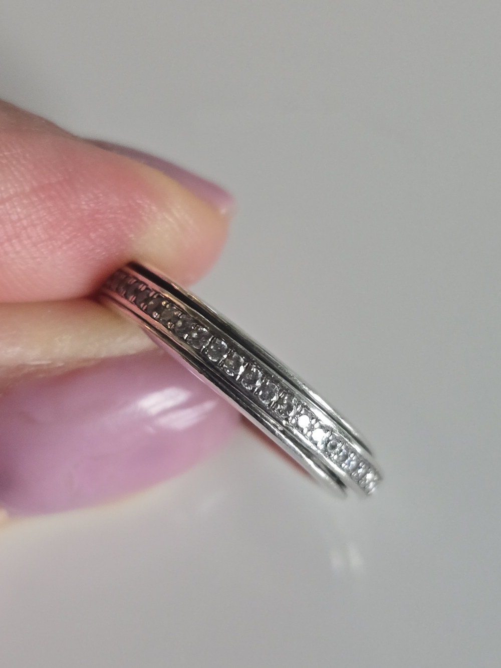 Women's Silver Pavé Spinner Ring